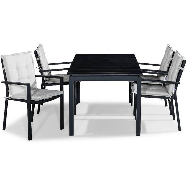 Ruokailuryhmä Tunis 4 Tunis tuolia + pehmusteet musta