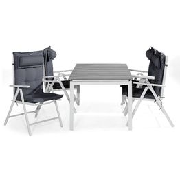 Ruokailuryhmä Tunis 4 Maggie tuolia + harmaat pehmusteet tyynyllä harmaa