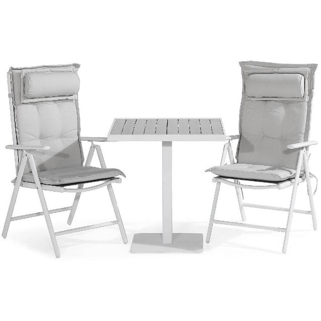 Parvekeryhmä Tunis 2 Maggie tuolia + valkoiset pehmusteet tyynyllä harmaa