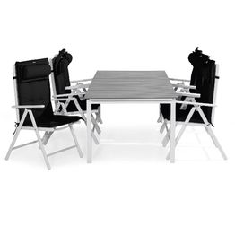 Ruokailuryhmä Tunis 6 Maggie tuolia + mustat pehmusteet tyynyllä harmaa