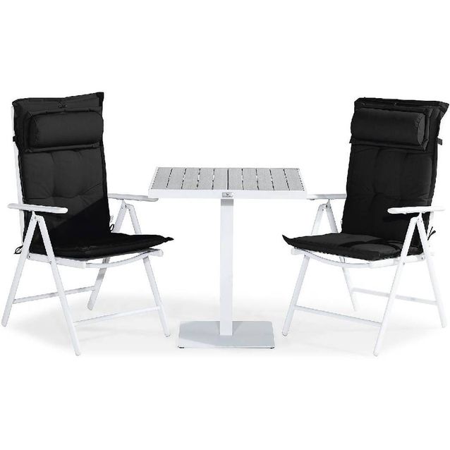 Parvekeryhmä Tunis 2 Maggie tuolia + mustat pehmusteet tyynyllä harmaa