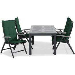 Ruokailuryhmä Monaco 4 Monaco tuolia + vihreät pehmusteet musta