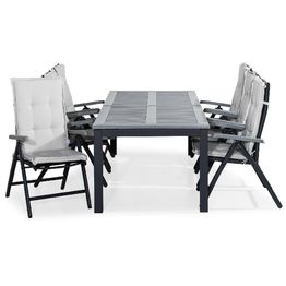 Ruokailuryhmä Monaco 6 Monaco tuolia + valkoiset pehmusteet musta