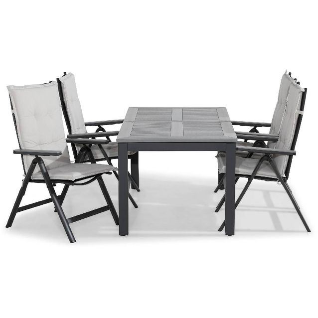 Ruokailuryhmä Monaco 4 Monaco Light tuolia + pehmusteet harmaa