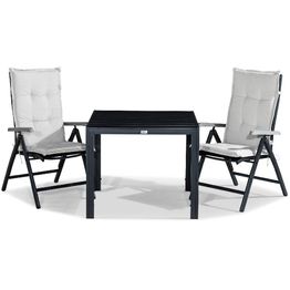 Ruokailuryhmä Tunis 2 Monaco Lyx tuolia + valkoiset pehmusteet musta