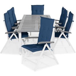 Ruokailuryhmä Monaco 8 Monaco tuolia + siniset pehmusteet harmaa
