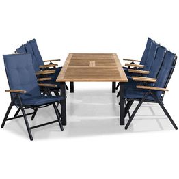 Ruokailuryhmä Las Vegas 8 tuolia + pehmusteet musta