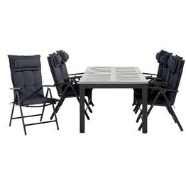 Ruokailuryhmä Monaco 6 Maggie säätötuolia + harmaat pehmusteet tyynyllä harmaa