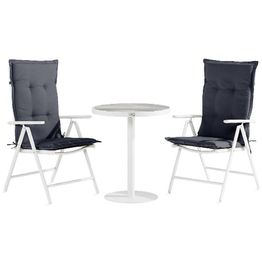 Säätötuolisetti Tunis + harmaat pehmusteet valkoinen