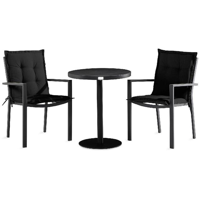 Parvekeryhmä Tunis 2 tuolia + mustat pehmusteet musta