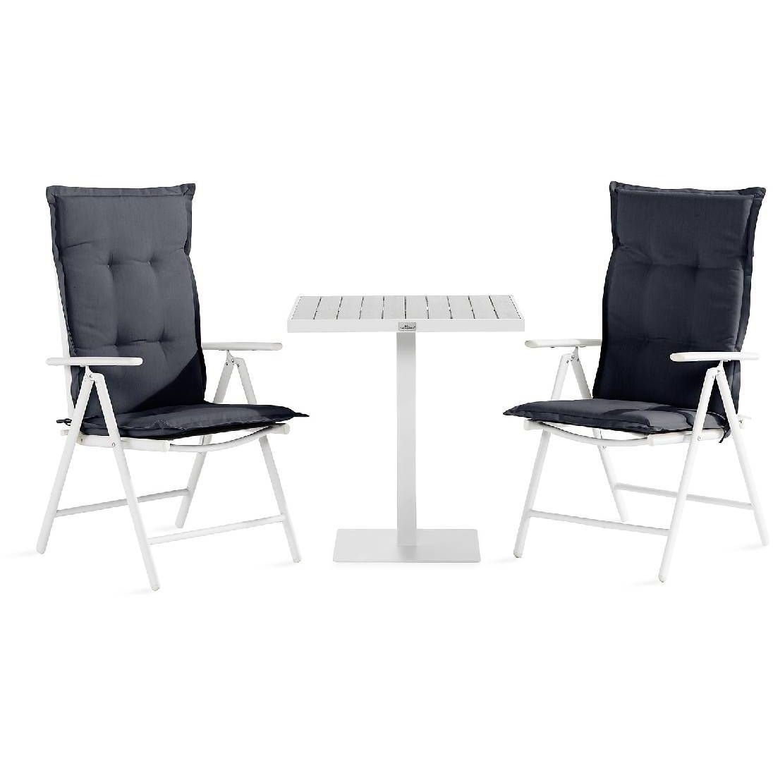 Parvekeryhmä Tunis neliö 2 Maggie säätötuolia + harmaat pehmusteet harmaa