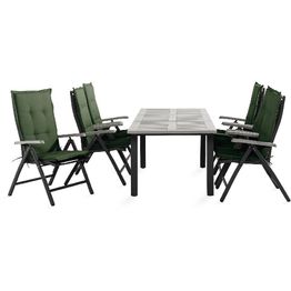 Ruokailuryhmä Monaco 152-210 6 säätötuolia + vihreät pehmusteet musta