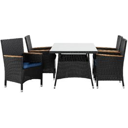 Ruokailuryhmä Thor 4 Thor Lyx nojatuolia + siniset pehmusteet musta