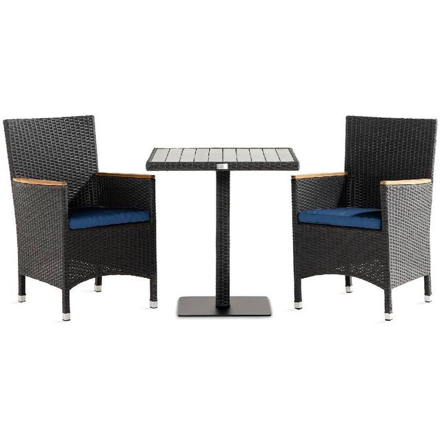 Parvekeryhmä Bahamas 2 Thor Lyx nojatuolia + siniset pehmusteet musta