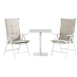 Parvekeryhmä Tunis neliö 2 Maggie säätötuolia + valkoiset pehmusteet valkoinen