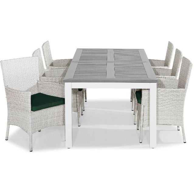 Ruokailuryhmä Monaco jatkettava 6 Thor tuolia valkoinen