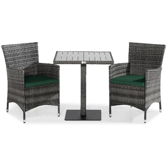 Parvekeryhmä Bahamas 2 Thor nojatuolia + vihreät pehmusteet harmaa