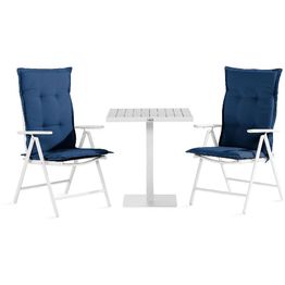 Parvekeryhmä Tunis neliö 2 Maggie säätötuolia + siniset pehmusteet valkoinen