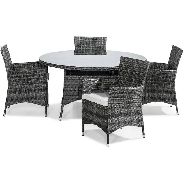 Ruokailuryhmä Thor 4 Thor tuolia + valkoiset pehmusteet harmaa