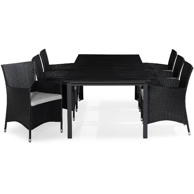 Ruokailuryhmä Tunis 6 Thor tuolia + pehmusteet musta