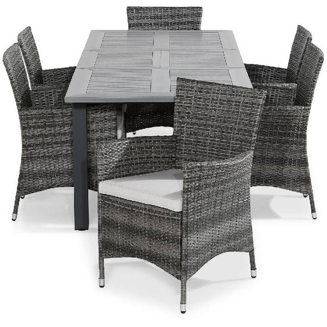 Ruokailuryhmä Monaco 152-210 6 Thor tuolia + valkoiset pehmusteet harmaa