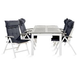 Ruokailuryhmä Monaco 220-280 6 säätötuolia + harmaat pehmusteet harmaa