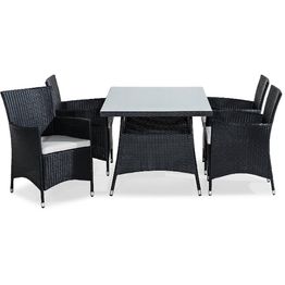 Ruokailuryhmä Thor 4 Thor tuolia + valkoiset pehmusteet musta