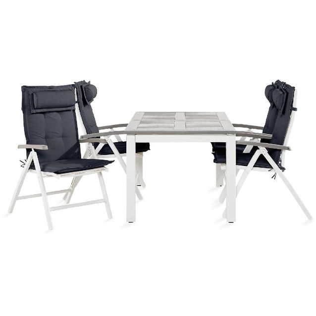 Ruokailuryhmä Monaco 4 säätötuolia + harmaat pehmusteet tyynyllä harmaa