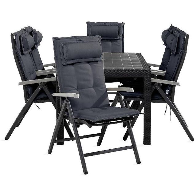 Ruokailuryhmä Melody 6 Monaco säätötuolia + harmaat pehmusteet harmaa