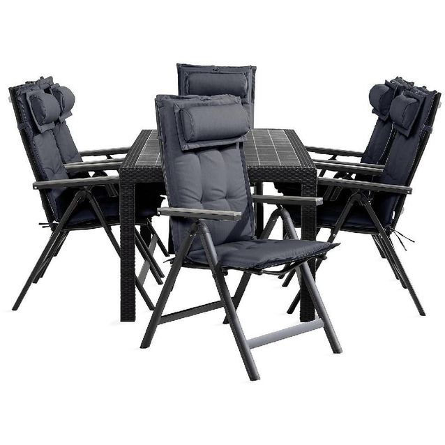 Ruokailuryhmä Melody 6 Monaco Light tuolia + harmaat pehmusteet harmaa