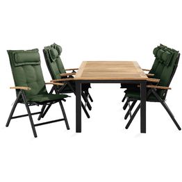 Ruokailuryhmä Las Vegas 6 tuolia + vihreät pehmusteet tyynyllä musta