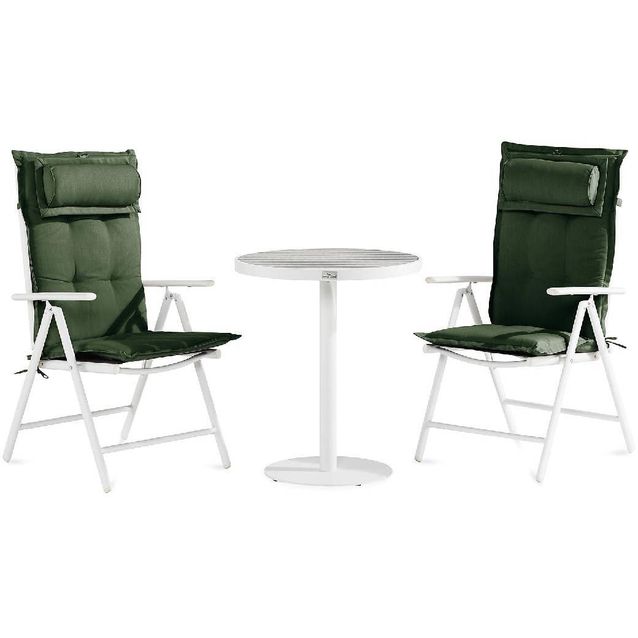 Parvekeryhmä Tunis 2 Maggie säätötuolia + vihreät pehmusteet harmaa