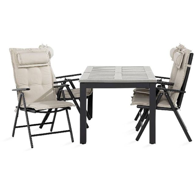 Ruokailuryhmä Monaco 4 Maggie säätötuolia + valkoiset pehmusteet musta