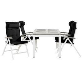 Ruokailuryhmä Monaco 4 säätötuolia + mustat pehmusteet tyynyllä harmaa