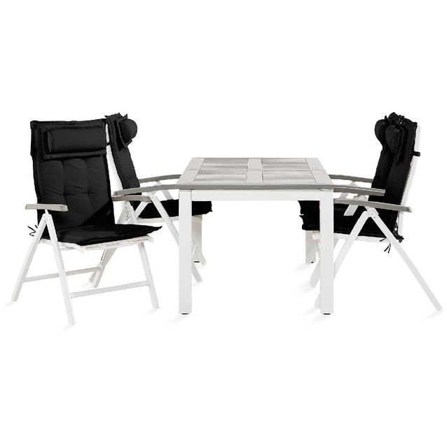 Ruokailuryhmä Monaco 4 säätötuolia + mustat pehmusteet tyynyllä harmaa