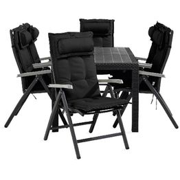 Ruokailuryhmä Melody 6 Monaco säätötuolia + mustat pehmusteet tyynyllä musta