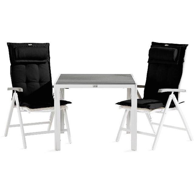 Ruokailuryhmä Tunis 2 Monaco säätötuolia + pehmusteet valkoinen/musta