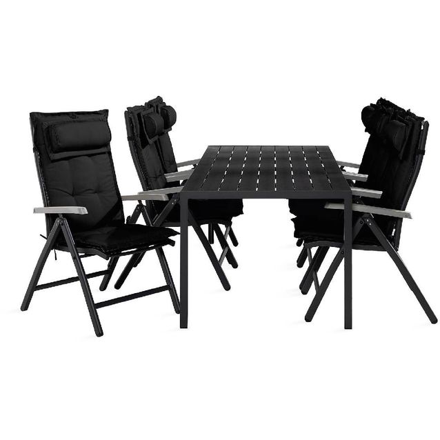 Ruokailuryhmä Tunis 6 Monaco säätötuolia + mustat pehmusteet musta