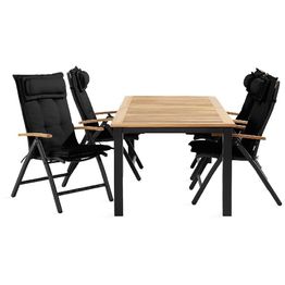 Ruokailuryhmä Las Vegas 4 tuolia + mustat pehmusteet tyynyllä musta