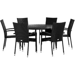 Ruokailuryhmä Tunis 6 Thor Light tuolia musta