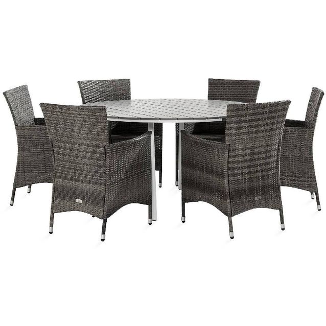 Ruokailuryhmä Tunis pyöreä 6 Thor nojatuolia harmaa