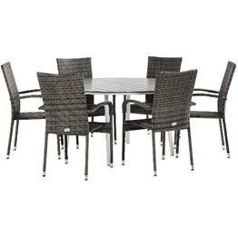 Ruokailuryhmä Tunis 6 Thor Light nojatuolia harmaa