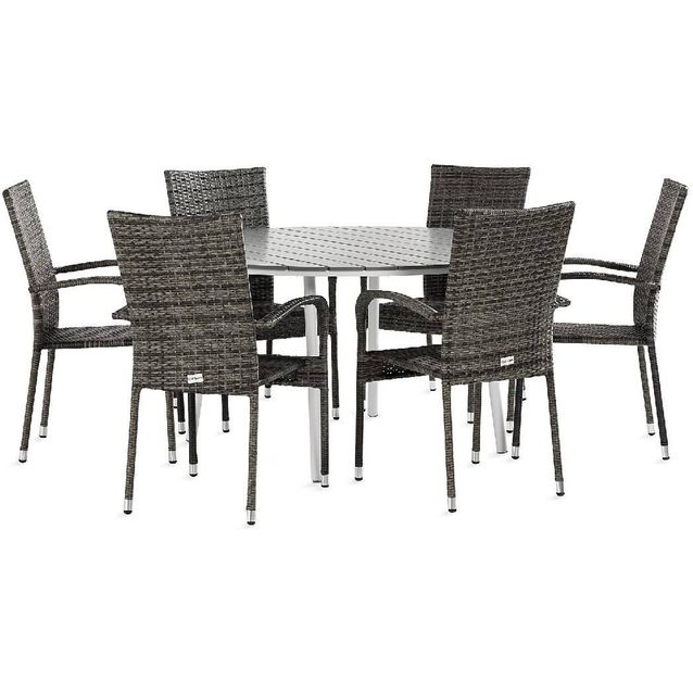 Ruokailuryhmä Tunis 6 Thor Light nojatuolia harmaa