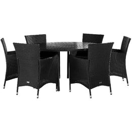 Ruokailuryhmä Tunis pyöreä 6 Thor nojatuolia musta