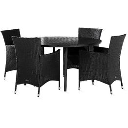 Ruokailuryhmä Tunis pyöreä 4 Thor nojatuolia musta