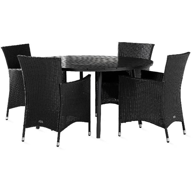 Ruokailuryhmä Tunis 4 Thor nojatuolia musta