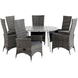 Ruokailuryhmä Tunis 6 Jenny tuolia + harmaat pehmusteet harmaa