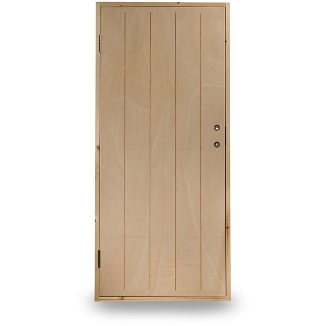Lämpimän varaston ovi Jabo Ljusdal 90x200cm oikea, käsittelemätön urajyrsitty vaneri