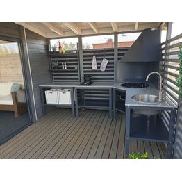 Kesäkeittiö Jalotakka sis. hiiligrilli, liesitaso ja huuva