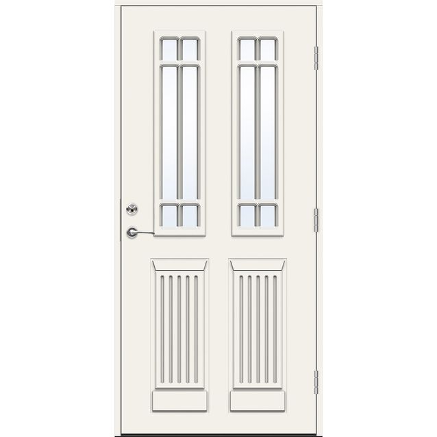 Ulko-ovi Swedoor Advance Scott, maalattu valkoinen NCS S 0502-Y, valkoinen karmi 105mm